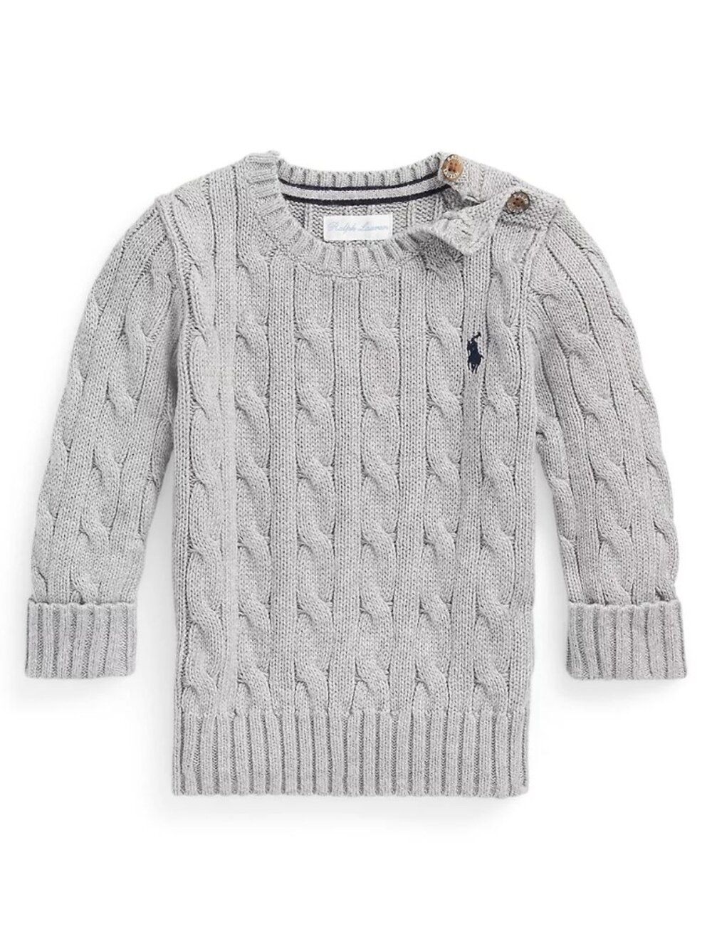 Polo Ralph Lauren 24M Cable-Knit Cotton Sweater - Grey